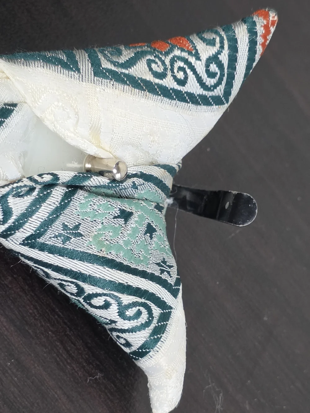Vintage 1970s Custom Tailored Geometric Clip On Necktie
